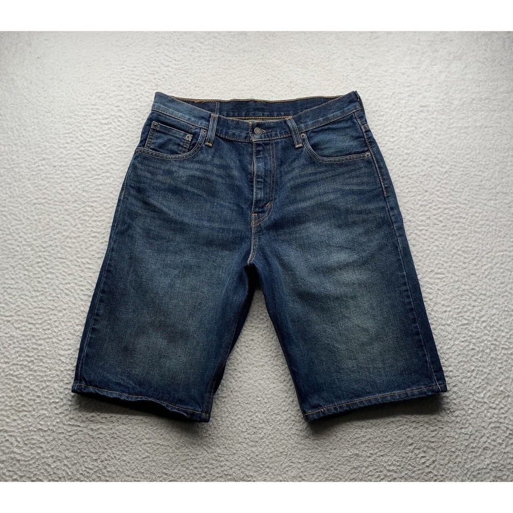 Levi's 569 Jean Shorts Mens 32x12 (Tag 30) Dark Stone Wash Blue Denim Retro Y2K‎